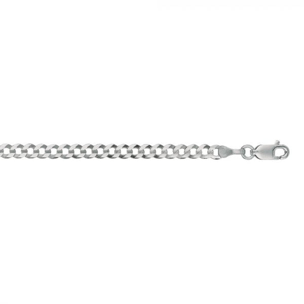 White 14K Gold 3.6mm Polished Comfort Curb Chain