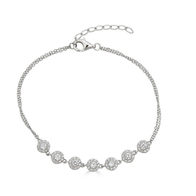 14K White Gold Diamond Halo Bracelet