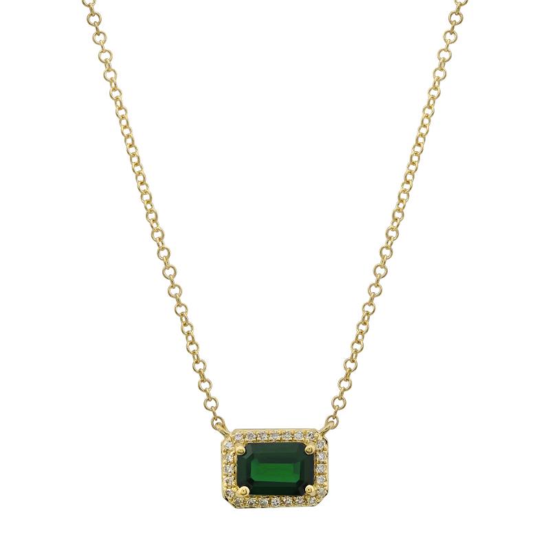 14K Yellow Gold Diamond and Emerald Necklace