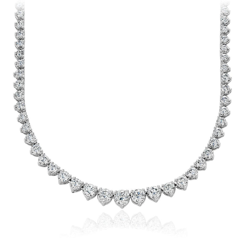 14K White Gold 10.00ct Round Diamond Tennis Necklace