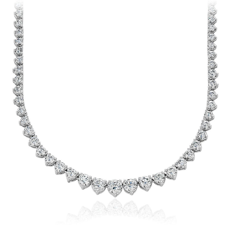 14K White Gold Round Diamond Tennis Necklace