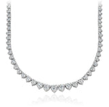 14K White Gold 20.00ct Round Diamond Tennis Necklace