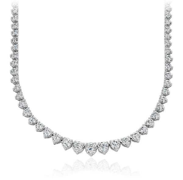 14K White Gold 1.50ct Round Diamond & Paper Clip Tennis Necklace