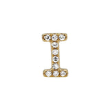 14K Yellow Gold Mini Diamond Initial Earrings I