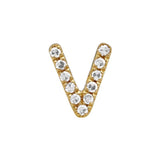 14K Yellow Gold Mini Diamond Initial Earrings V