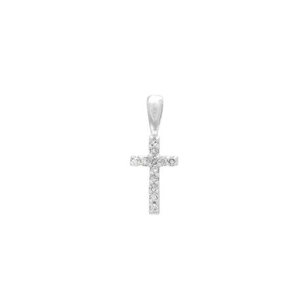 14K White Gold Diamond Cross Charm