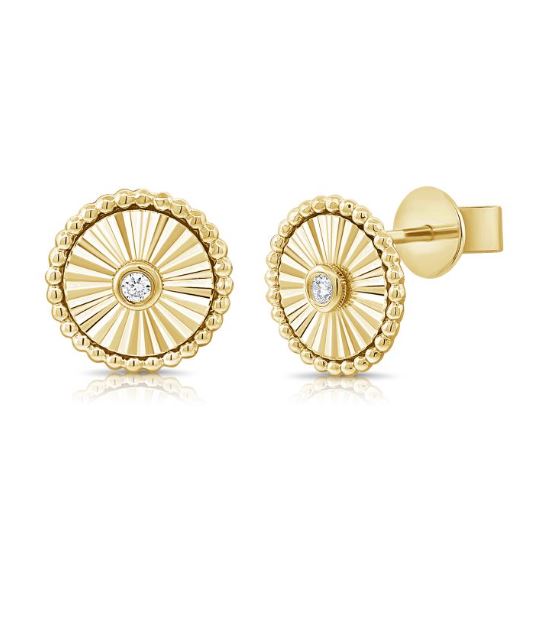 14K Rose Gold Diamond Fluted Disc Stud Earrings – Maurice's Jewelers