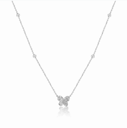 ROSE GOLD DIAMOND BUTTERFLY PENDANT NECKLACE