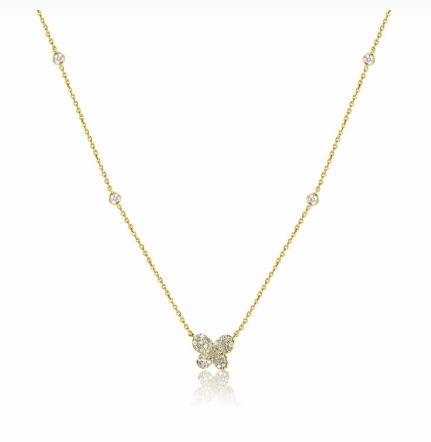 WHITE GOLD DIAMOND BUTTERFLY PENDANT NECKLACE