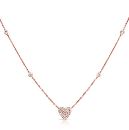 ROSE GOLD DIAMOND HEART PENDANT NECKLACE