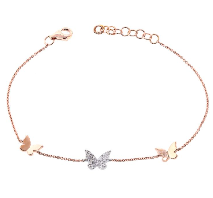 ROSE GOLD DIAMOND BUTTERFLY CHAIN BRACELET