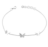 WHITE GOLD DIAMOND BUTTERFLY CHAIN BRACELET