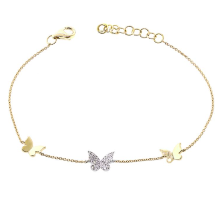 WHITE GOLD DIAMOND BUTTERFLY CHAIN BRACELET