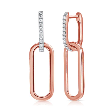 ROSE GOLD DIAMOND LINK DROP EARRINGS