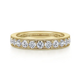 Padua - 14K Yellow Gold Micro Pave Set Diamond Wedding Band with Milgrain - 0.95 ct