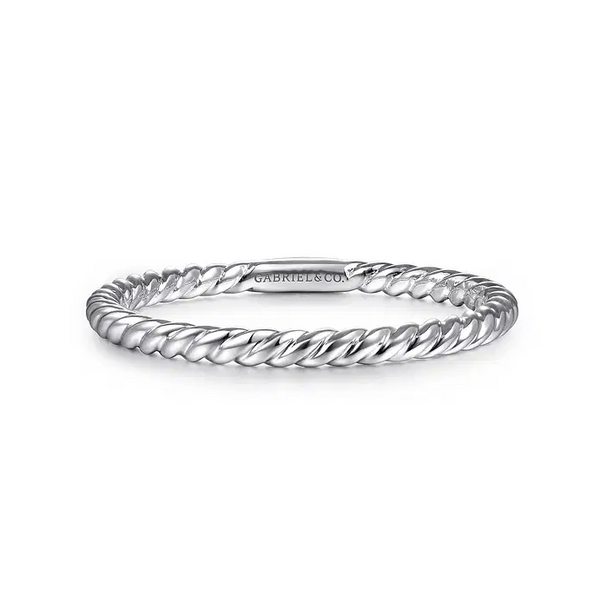 14K White Gold Twisted Rope Stackable Wedding Band