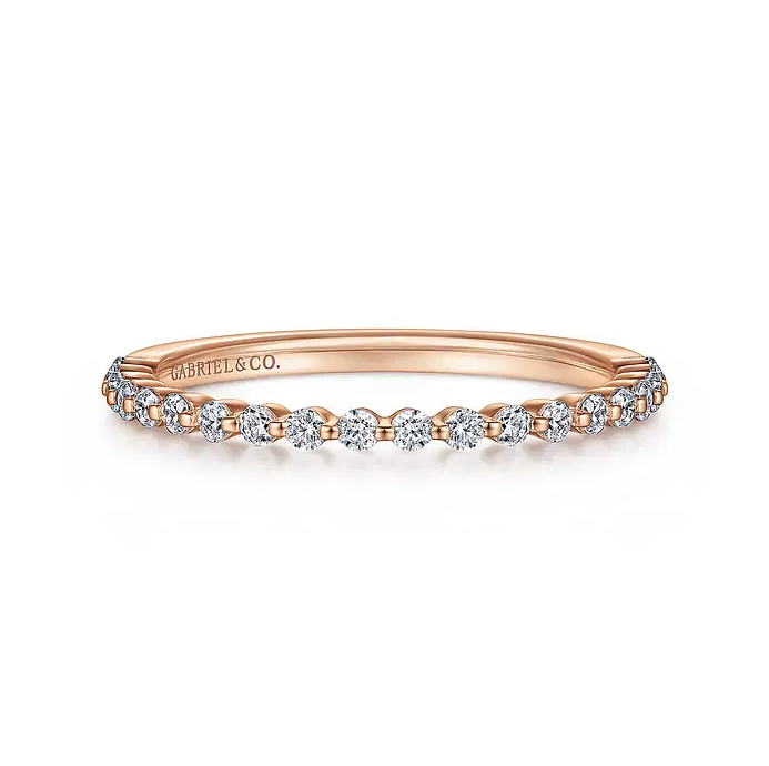 Devinne - 14K Rose Gold Single Prong Diamond Anniversary Band - 0.25 ct
