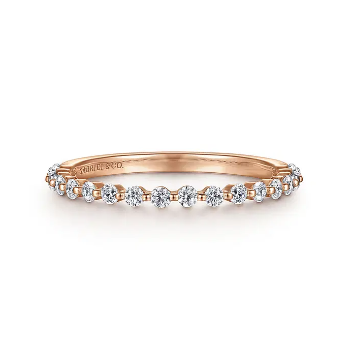 Devinne - 14K White Gold Single Prong Diamond Anniversary Band - 0.35 ct