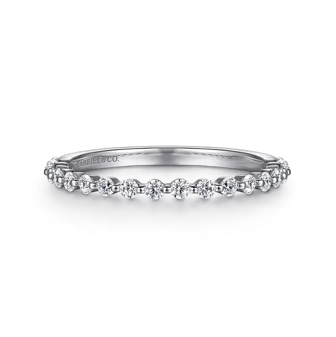 Devinne - 14K White Gold Single Prong Diamond Anniversary Band - 0.35 ct