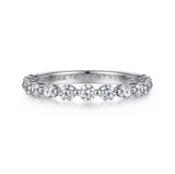 Devinne - 14K White Gold Single Prong Diamond Anniversary Band - 0.8 ct