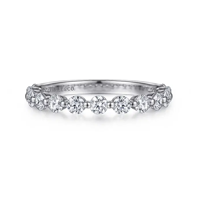Devinne - 14K White Gold Single Prong Diamond Anniversary Band - 0.8 ct