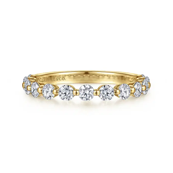 Devinne - 14K White Gold Single Prong Diamond Anniversary Band - 0.8 ct