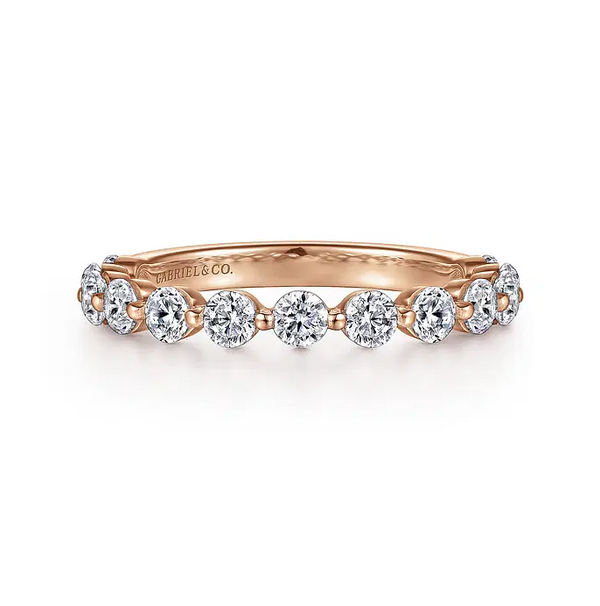 Devinne - 14K Rose Gold Single Prong Diamond Anniversary Band - 1 ct