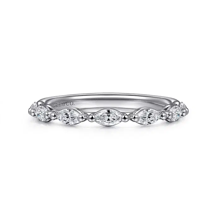 Esther - 14K White Gold Diamond Marquise Anniversary Band - 0.5 ct