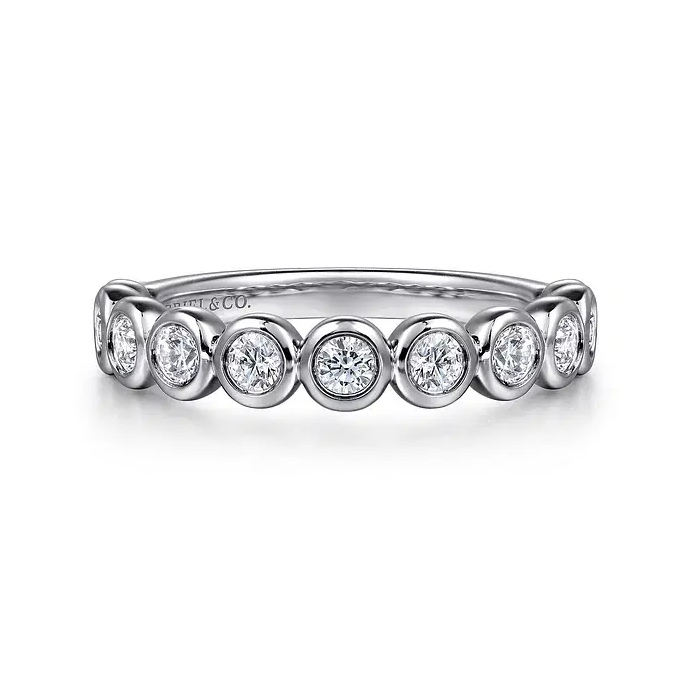 Amalfi - 14K White Gold Bezel Set Diamond Anniversary Band - 0.5 ct