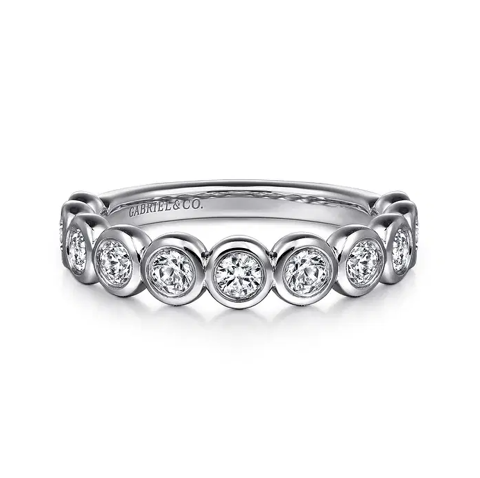 Amalfi - 14K White Gold Bezel Diamond Anniversary Band - 0.75 ct