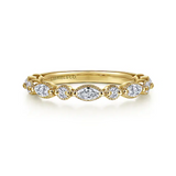 Esperanza - 14K White Gold Double Prongs Marquise and Round Diamond Anniversary Band - 0.5 ct