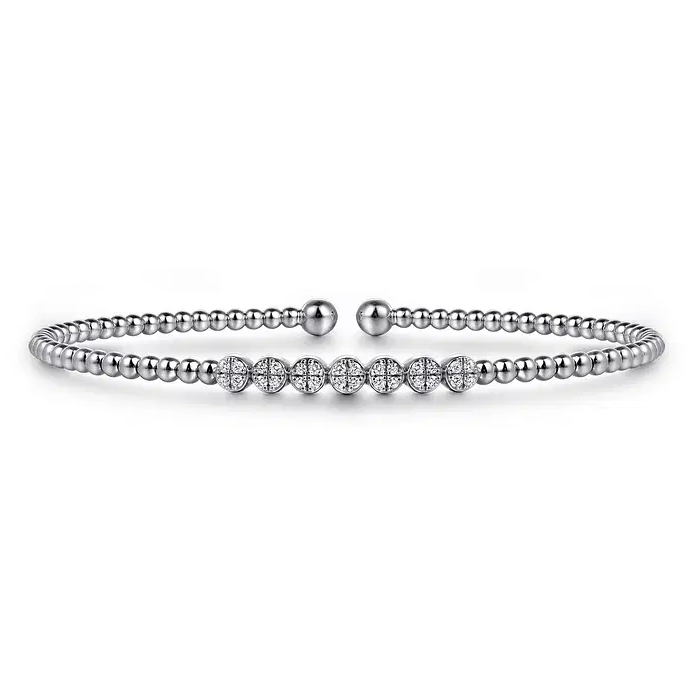 14K Yellow Gold Bujukan Bead and Cluster Diamond Bangle