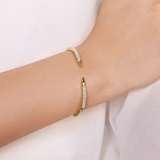 14K Yellow Gold Diamond Arrow-Shaped Open Cuff Bangle Bracelet