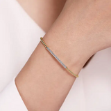 14K Yellow Gold Diamond Pave Top Bead Open Cuff