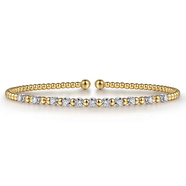 14K White-Yellow Gold Bujukan Diamond Split Bangle