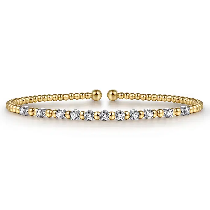 14K White-Yellow Gold Bujukan Diamond Split Bangle