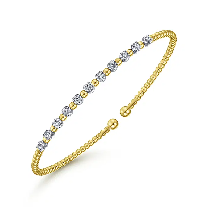 14K White-Yellow Gold Bujukan Diamond Split Bangle