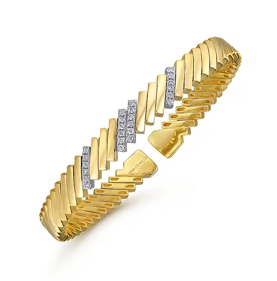 14K White-Yellow Gold Diamond Demure Bangle
