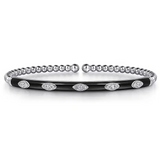Enamel - 14K Rose Gold Bujukan Beads and Diamond Split Bangle with Black Enamel