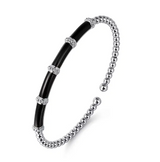 Enamel - 14K Rose Gold Bujukan and Bar Split Bangle with Black Enamel