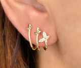 14K Yellow Gold Diamond Butterfly Earrings
