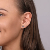 14K Yellow Gold Diamond and Amethyst Stud Earrings