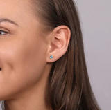 14K Yellow Gold Diamond and Blue Topaz Stud Earrings