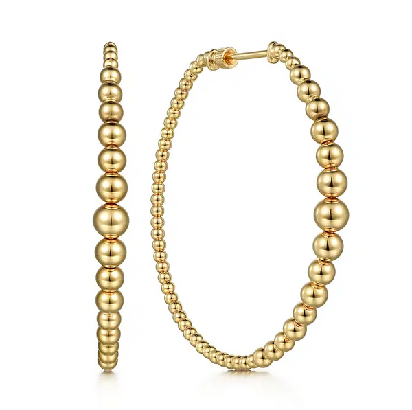 14K Yellow Gold 50mm Bujukan Hoop Earrings