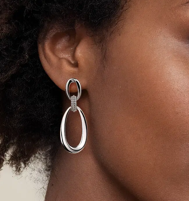 925 Sterling Silver Bujukan Drop Stud Earrings