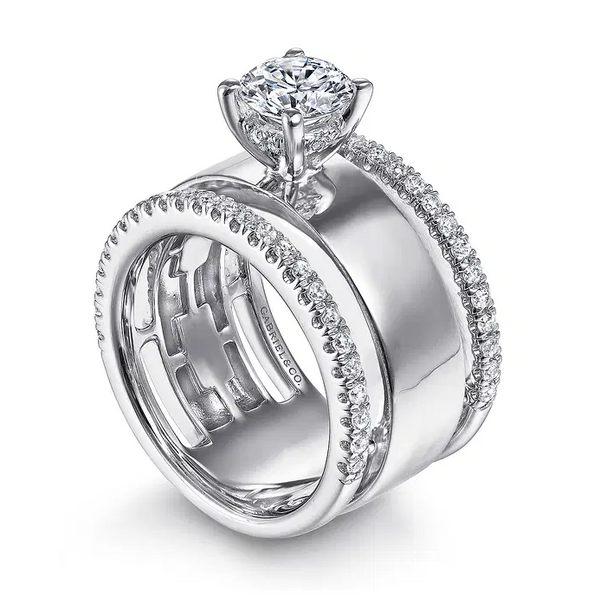Aiza - 14K White-Rose Gold Round Diamond Engagement Ring