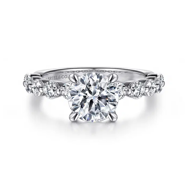 Silvey - 14K White Gold Round Single Prong Diamond Engagement Ring