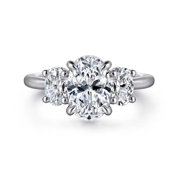 Charisa - 14K Yellow Gold Oval Three Stone Diamond Engagement Ring