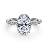 Allesia - 14K White Gold Oval Cut Hidden Halo Diamond Engagement Ring