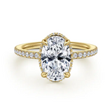 Allesia - 14K White Gold Oval Cut Hidden Halo Diamond Engagement Ring